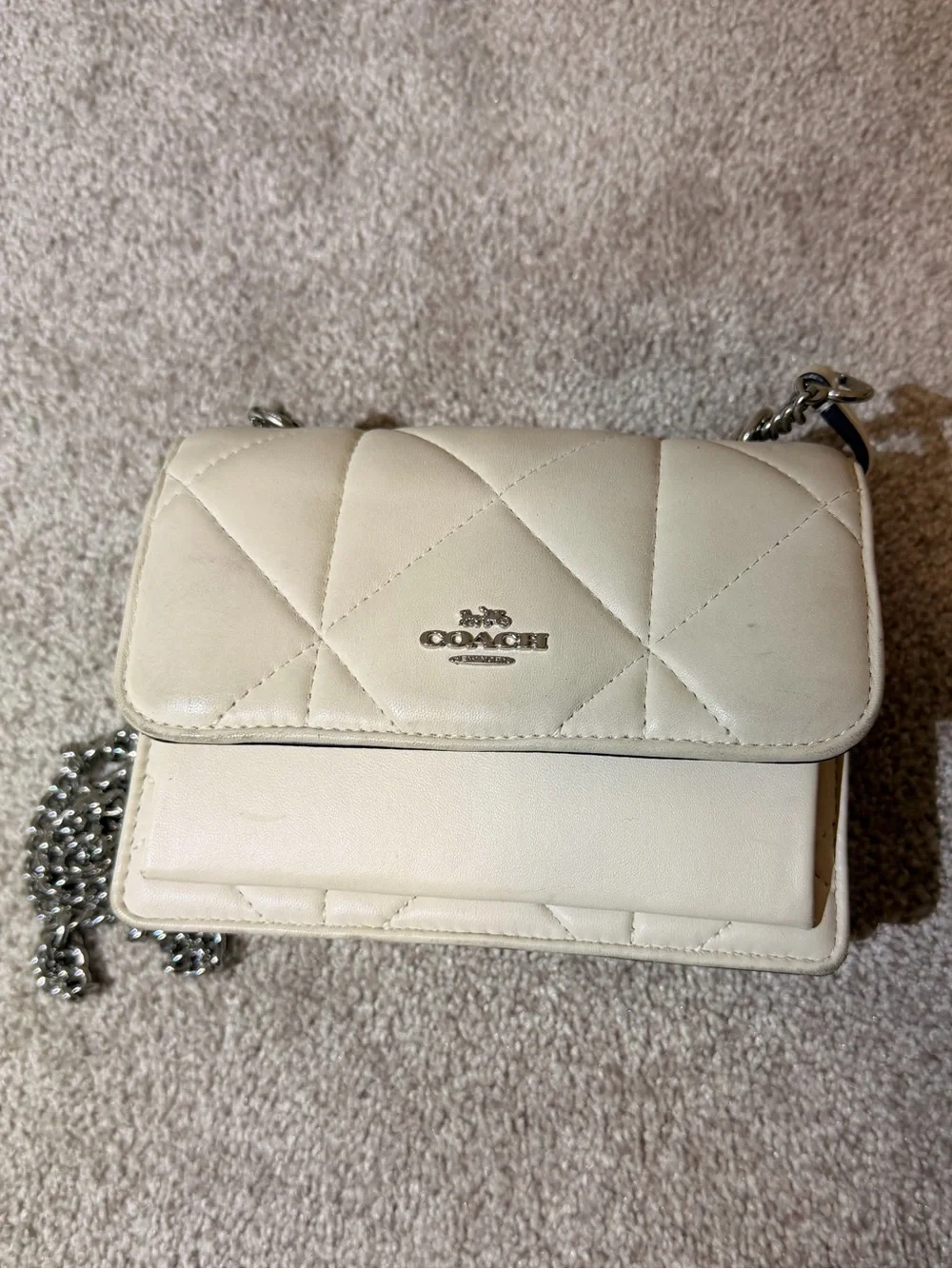 Coach Studio Baguette Quilted Leather Crossbody Bag Chalk Cream CJ526